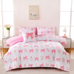 Pink Bow Comforter Set Kids