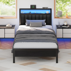 Twin bed frame with charging station